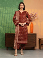 Amber Dusk – Dark Rust Printed Lawn 3 Piece