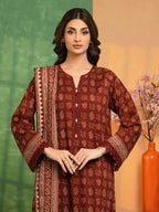 Amber Dusk – Dark Rust Printed Lawn 3 Piece