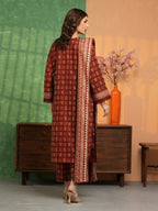 Amber Dusk – Dark Rust Printed Lawn 3 Piece