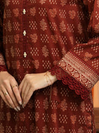 Amber Dusk – Dark Rust Printed Lawn 3 Piece