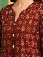 Amber Dusk – Dark Rust Printed Lawn 3 Piece