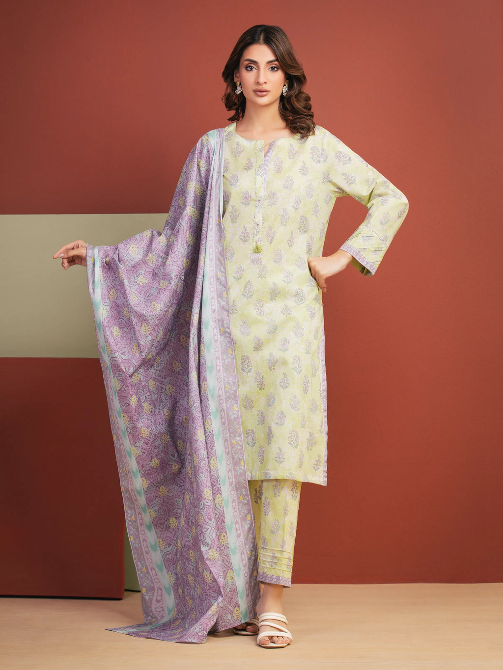 Golden Haze – Pastel Yellow Printed Lawn 3 Piece
