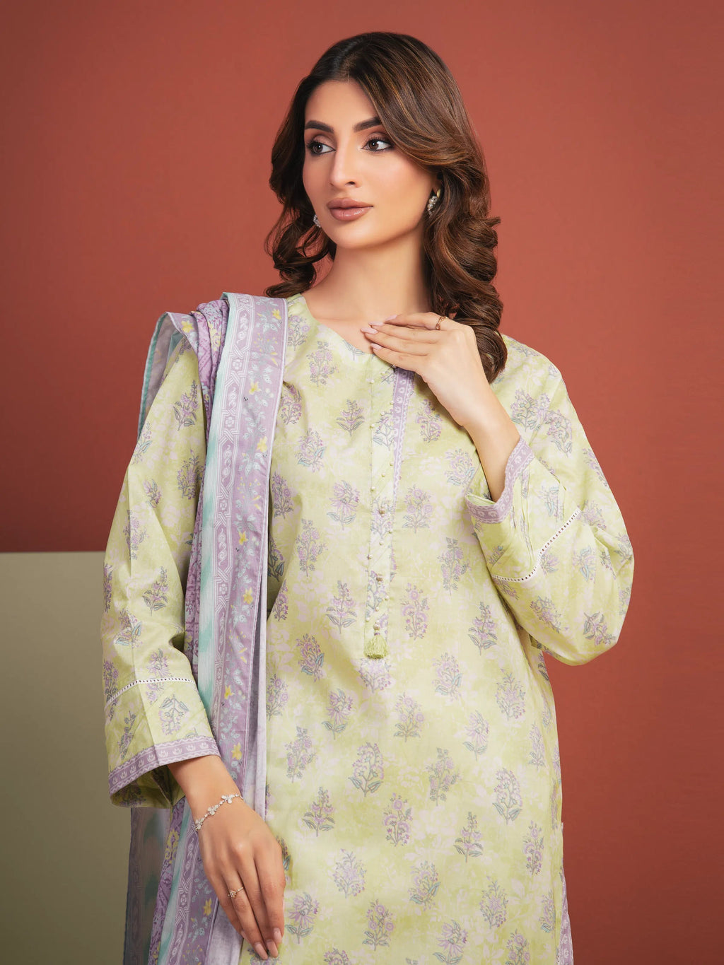 Sunbeam Glow – Pastel Yellow Printed Lawn 3 Piece