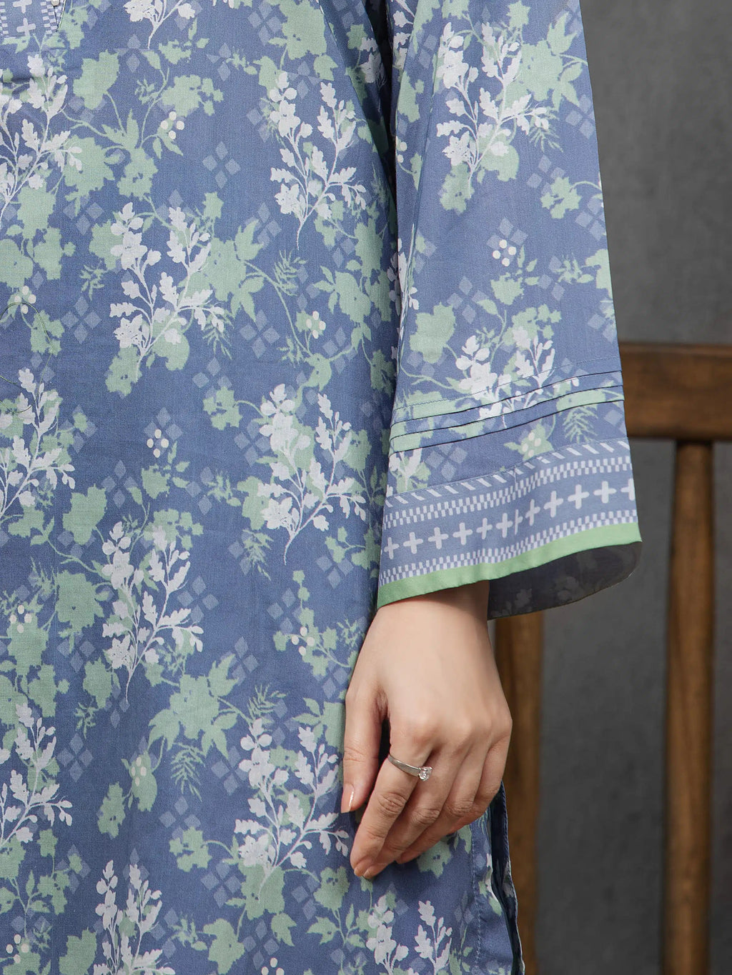 Sapphire Bloom – Blue Multi Printed Cambric 3 Piece