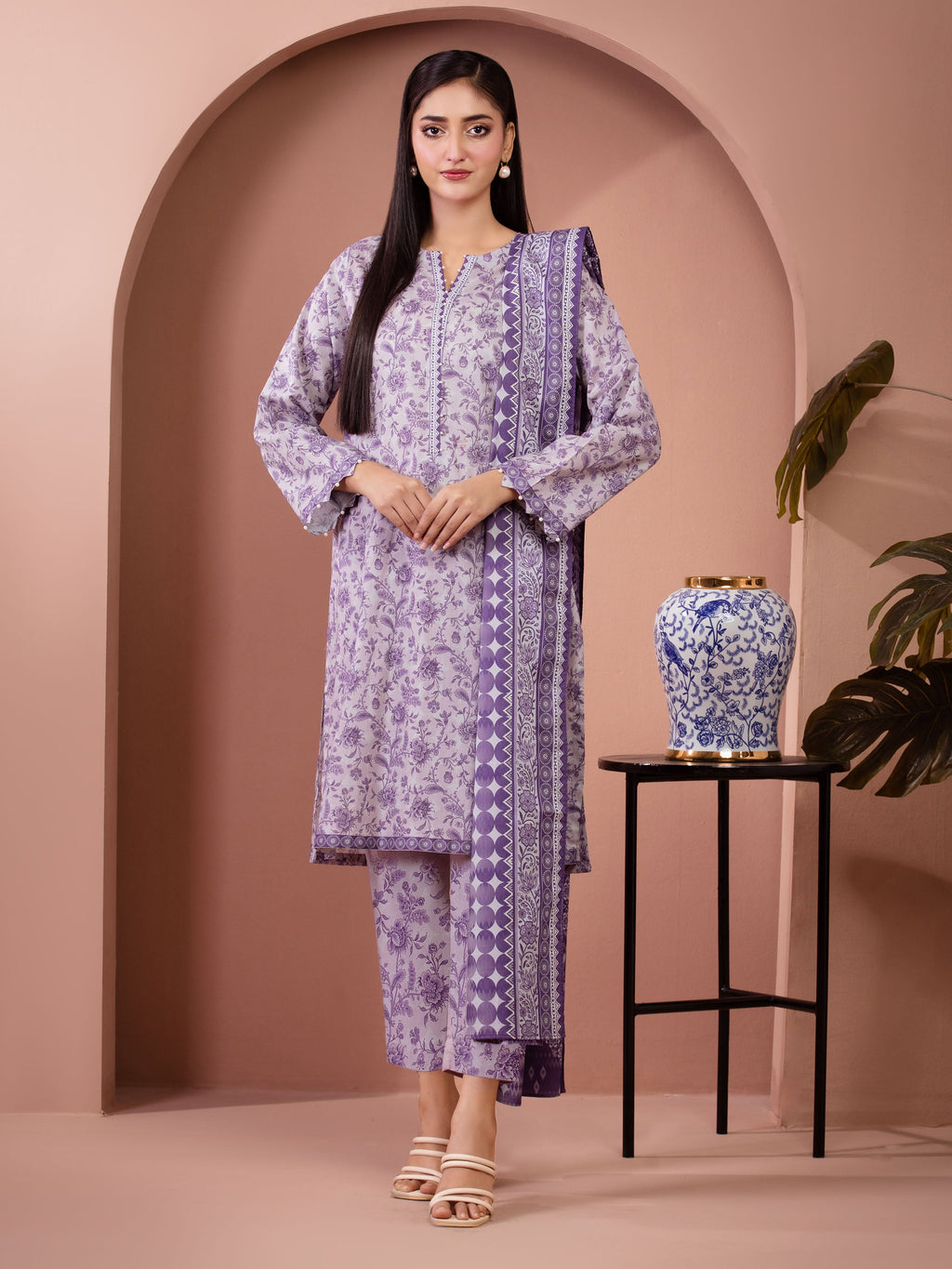 Lavender Mist – Light Purple Printed Lawn 3 Piece