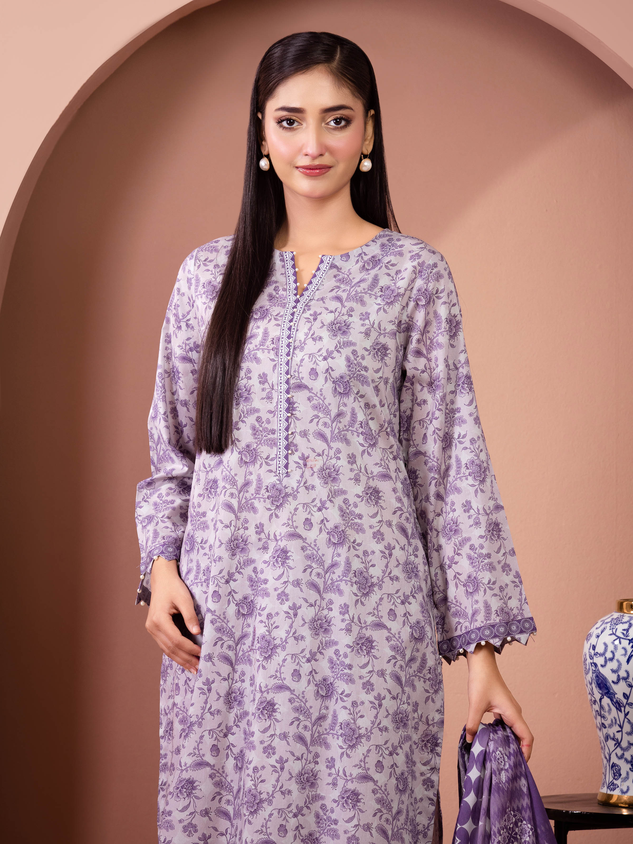 Lavender Mist – Light Purple Printed Lawn 3 Piece