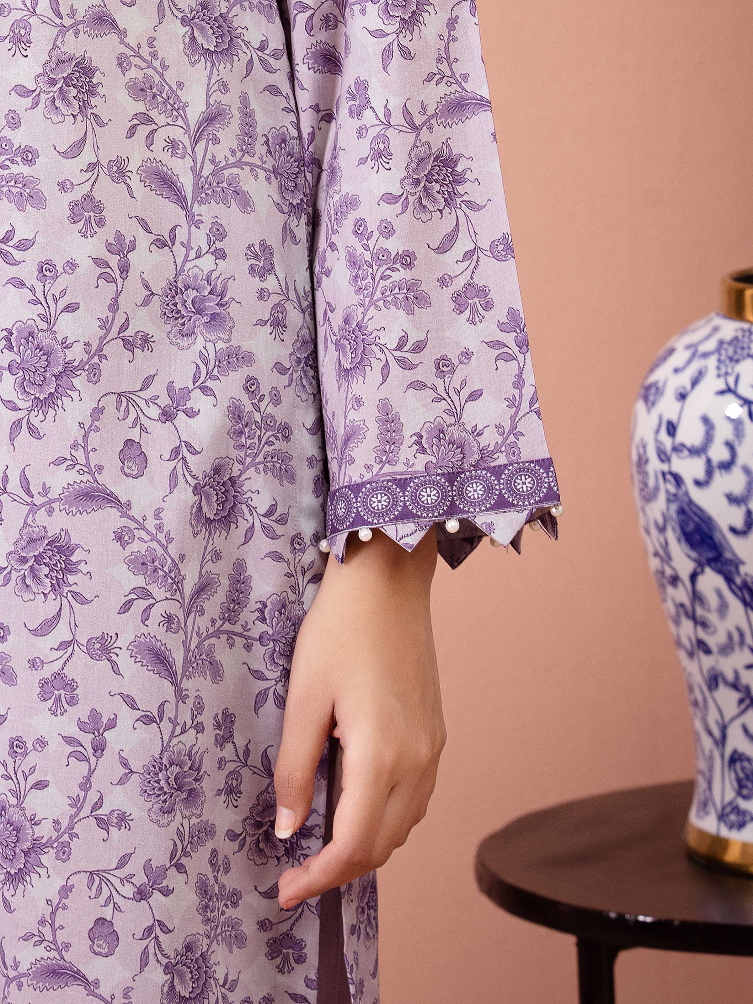 Lavender Mist – Light Purple Printed Lawn 3 Piece