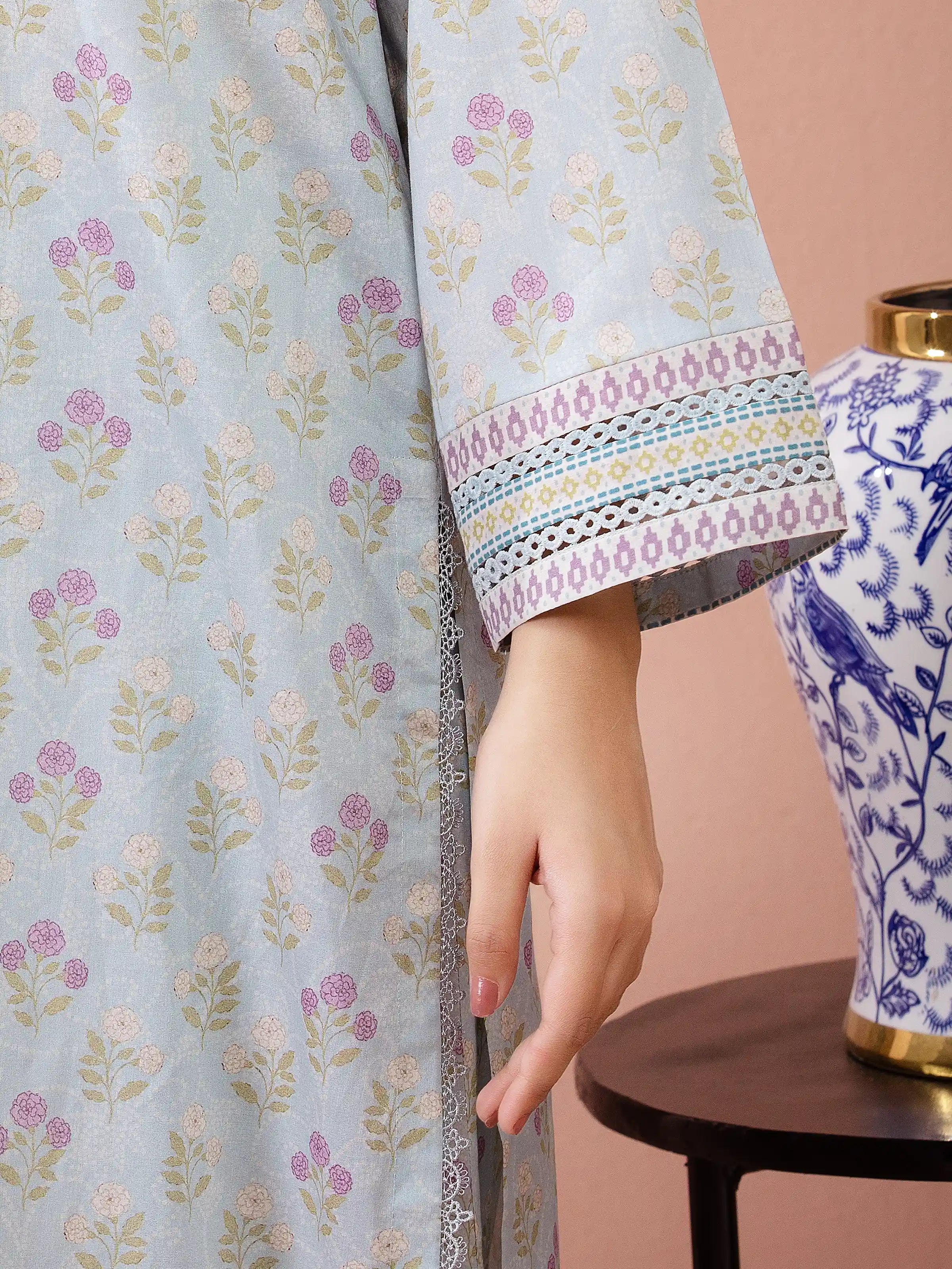 Frost Whisper – Ice Blue Printed Lawn 3 Piece