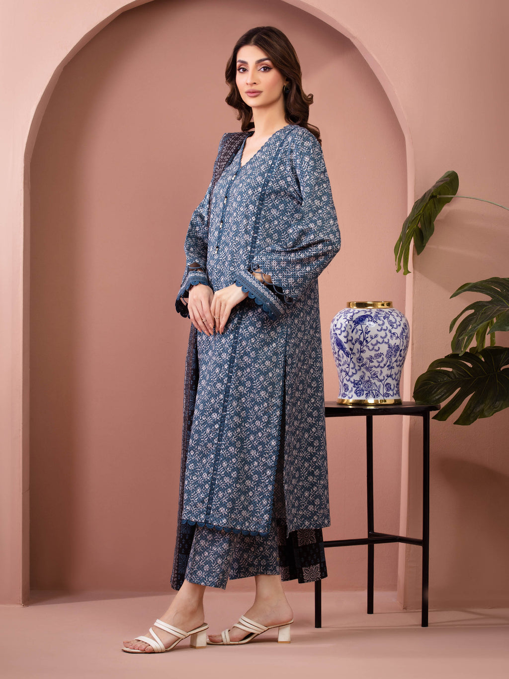 Ocean Bloom – Dark Teal Printed Lawn 3 Piece