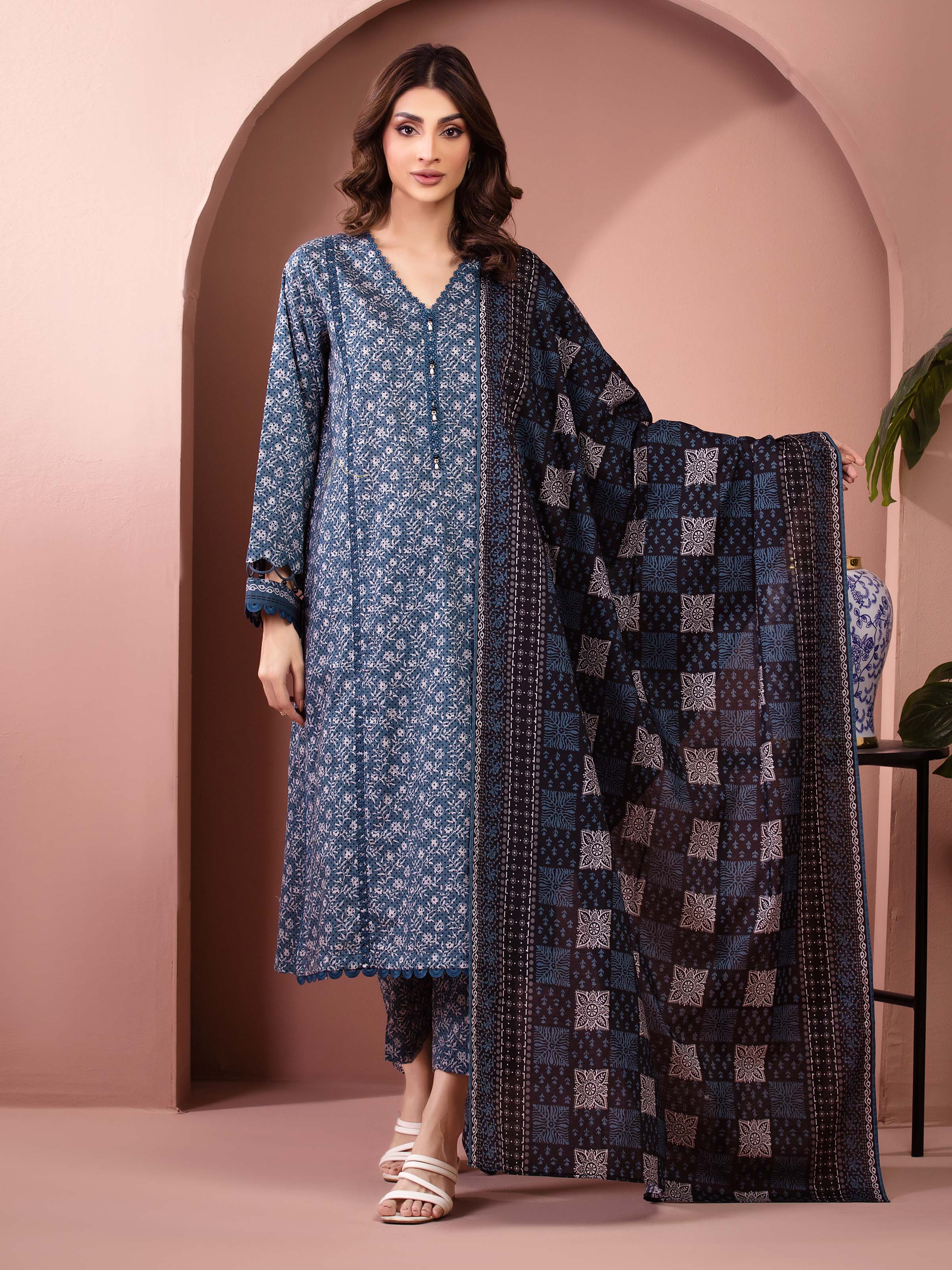 Teal Mirage – Dark Teal Printed Lawn 3 Piece