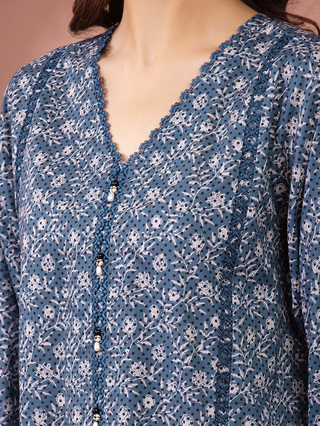 Ocean Bloom – Dark Teal Printed Lawn 3 Piece