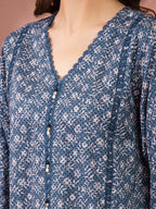 Ocean Bloom – Dark Teal Printed Lawn 3 Piece