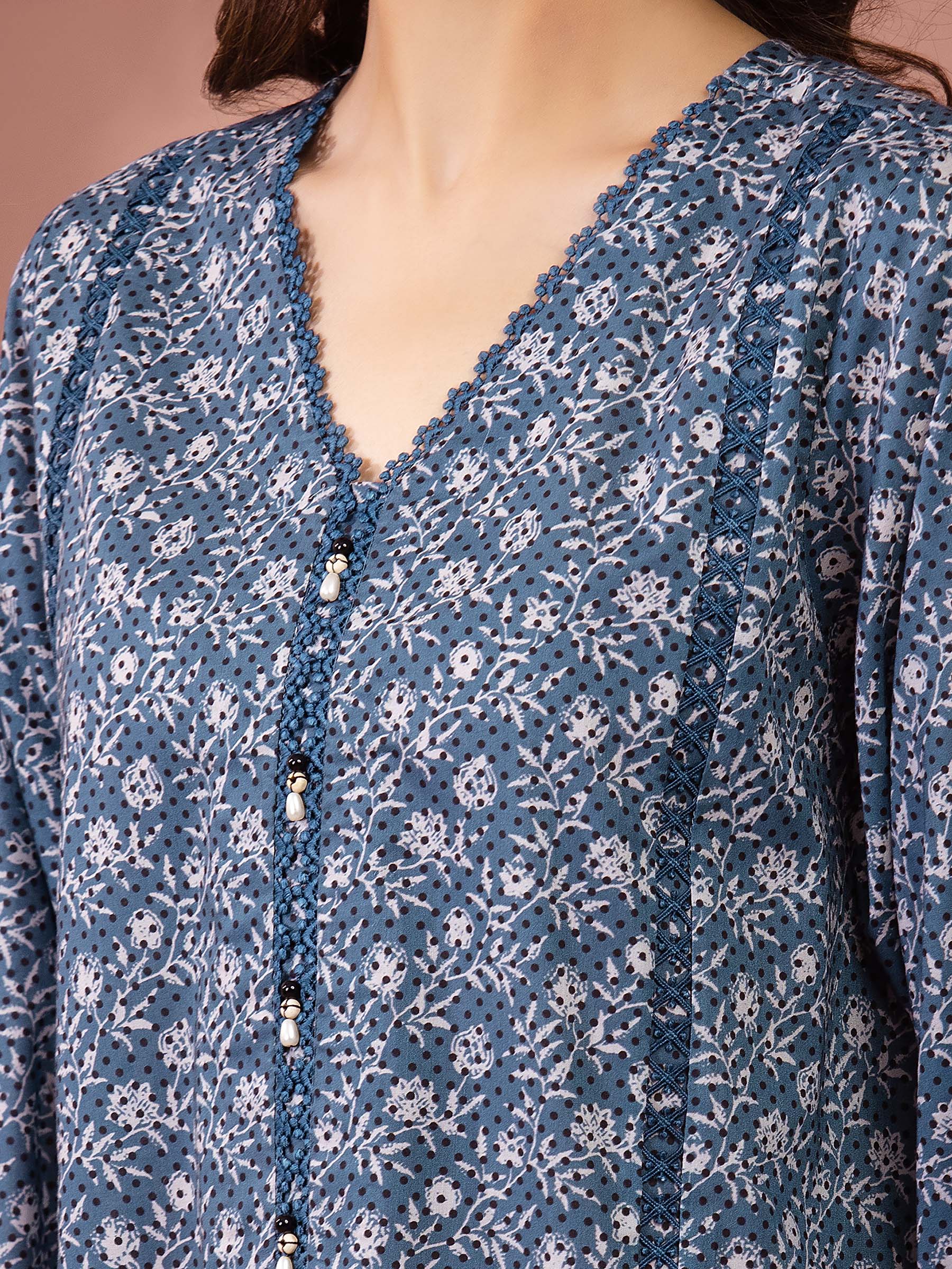 Ocean Bloom – Dark Teal Printed Lawn 3 Piece