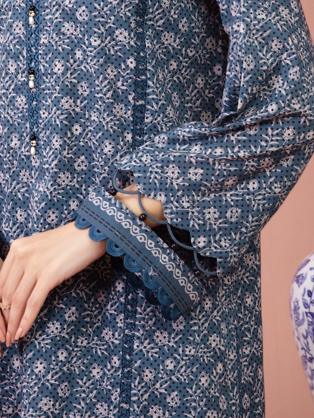 Ocean Bloom – Dark Teal Printed Lawn 3 Piece