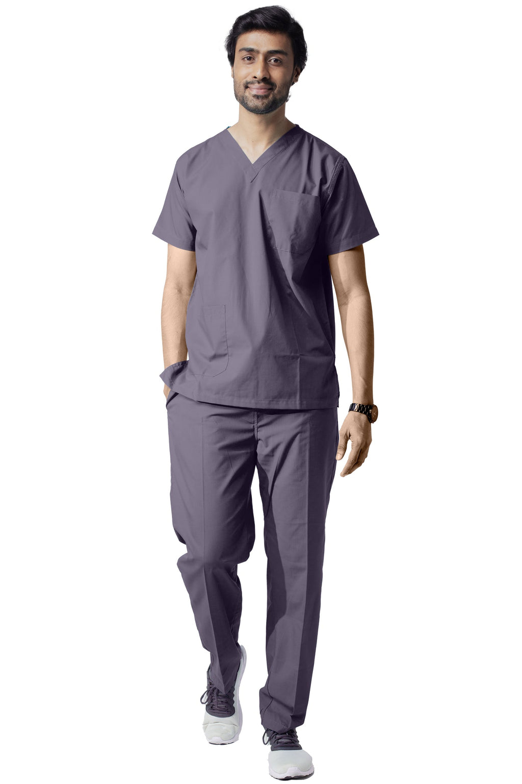 Men’s Grey Medical Scrub Set – Professional Healthcare Uniform Suit