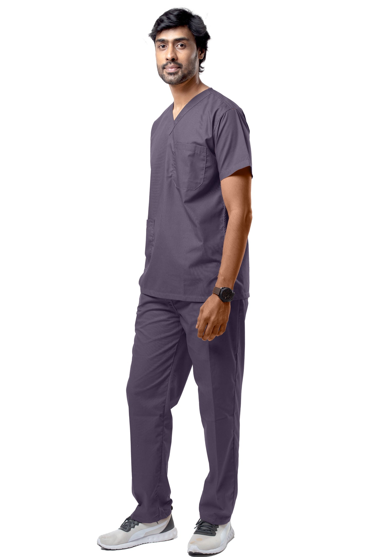 Men’s Grey Medical Scrub Set – Professional Healthcare Uniform Suit