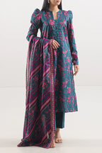 Teal Stripes – Unstitched Lawn 3 Piece