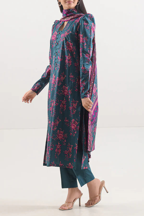 Teal Stripes – Unstitched Lawn 3 Piece