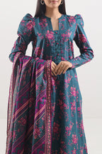 Teal Stripes – Unstitched Lawn 3 Piece