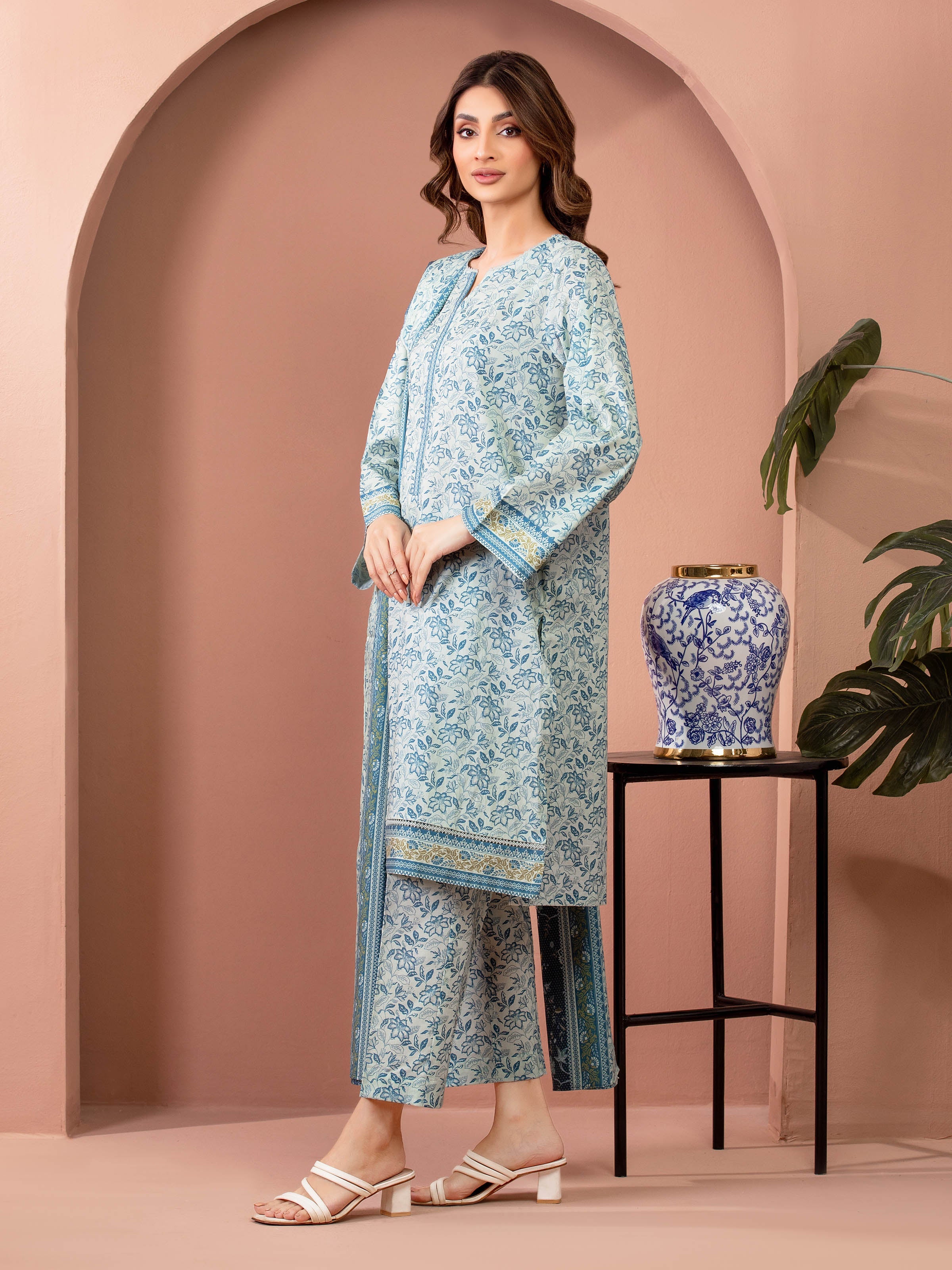 Meadow Glow – Light Green Printed Lawn 3 Piece