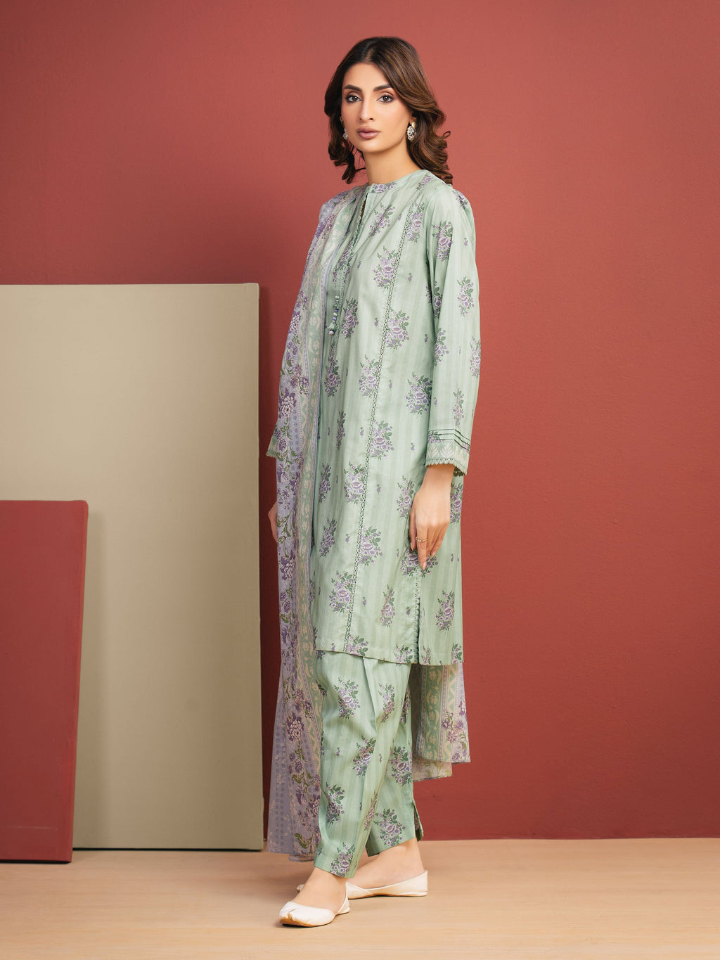 Mint Breeze – Mint Green Printed Lawn 3 Piece