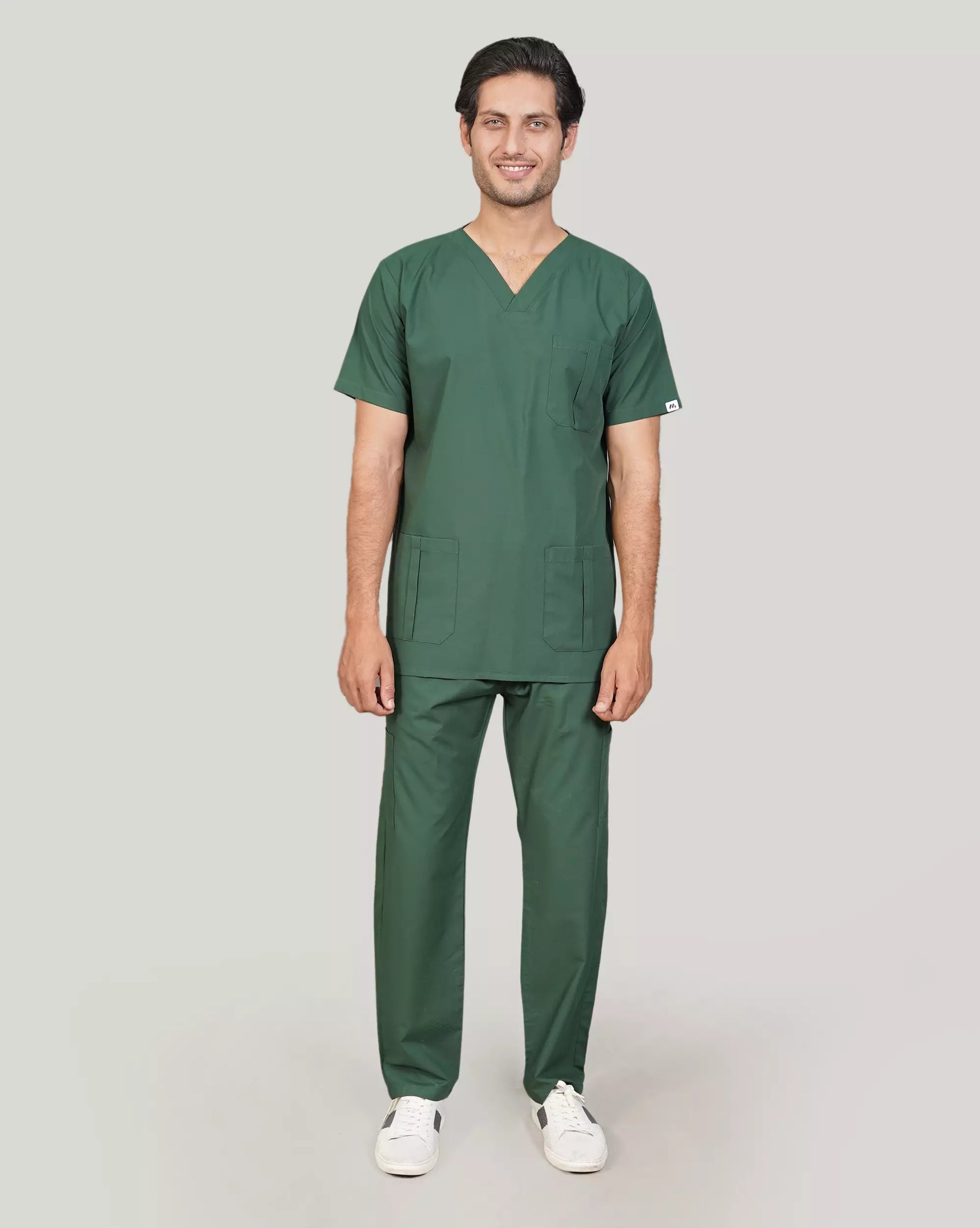 Men’s Hunter Green Medical Scrub Set – Professional Healthcare Uniform Suit