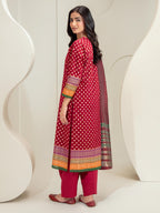 Crimson Glow – Red Printed Lawn 3 Piece