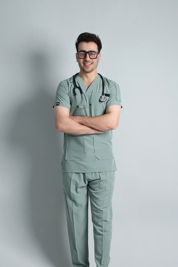 Men’s Teal Medical Scrub Set – Professional Healthcare Uniform Suit