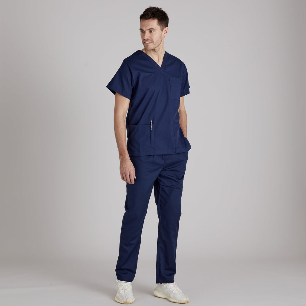 Men's Navy Blue Medical Scrub Set – Comfortable Healthcare Uniform Suit
