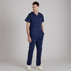 Men's Navy Blue Medical Scrub Set – Comfortable Healthcare Uniform Suit