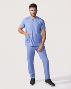 Men's Ceil Blue Medical Scrub Set – Professional Healthcare Uniform Suit