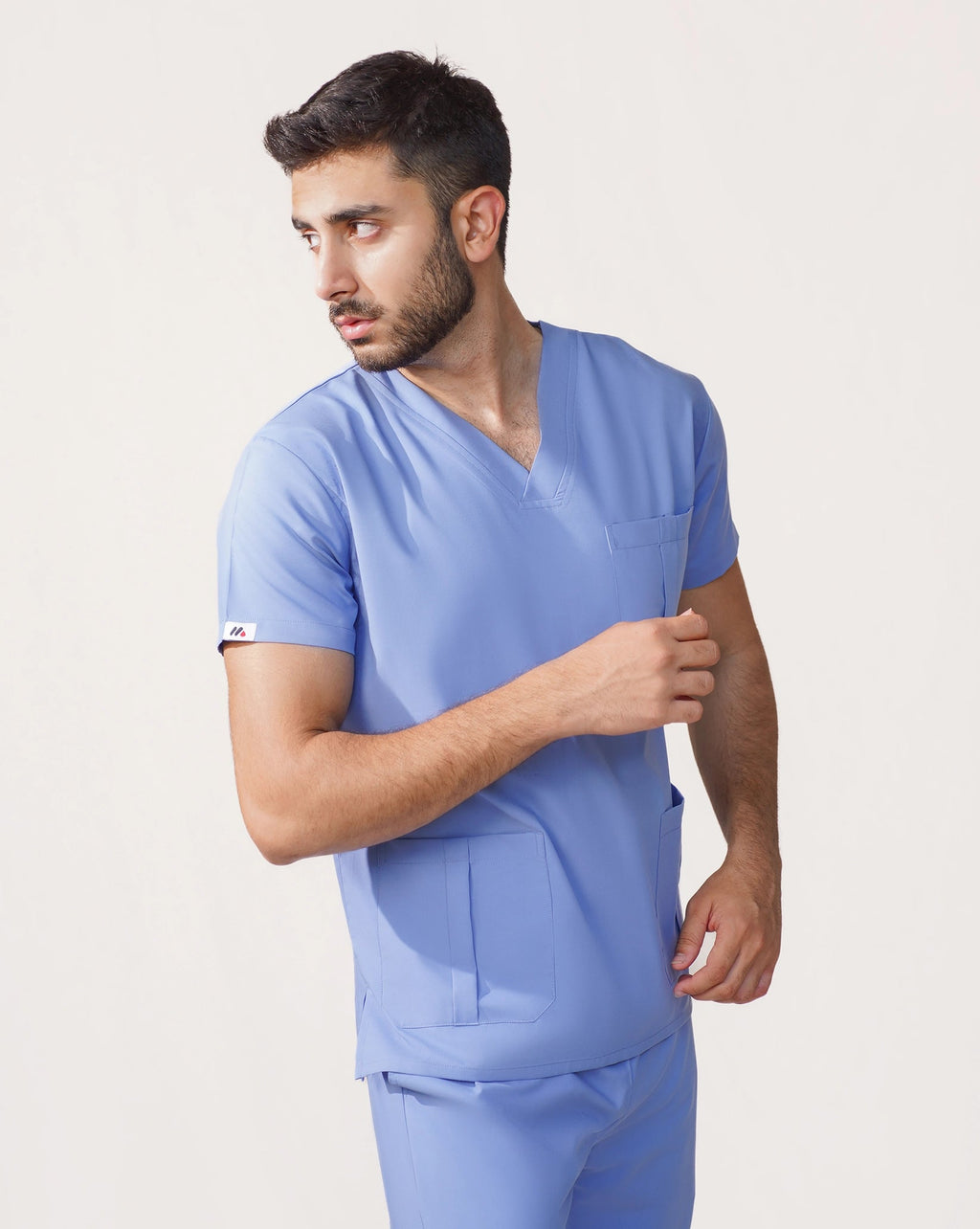 Men's Ceil Blue Medical Scrub Set – Professional Healthcare Uniform Suit