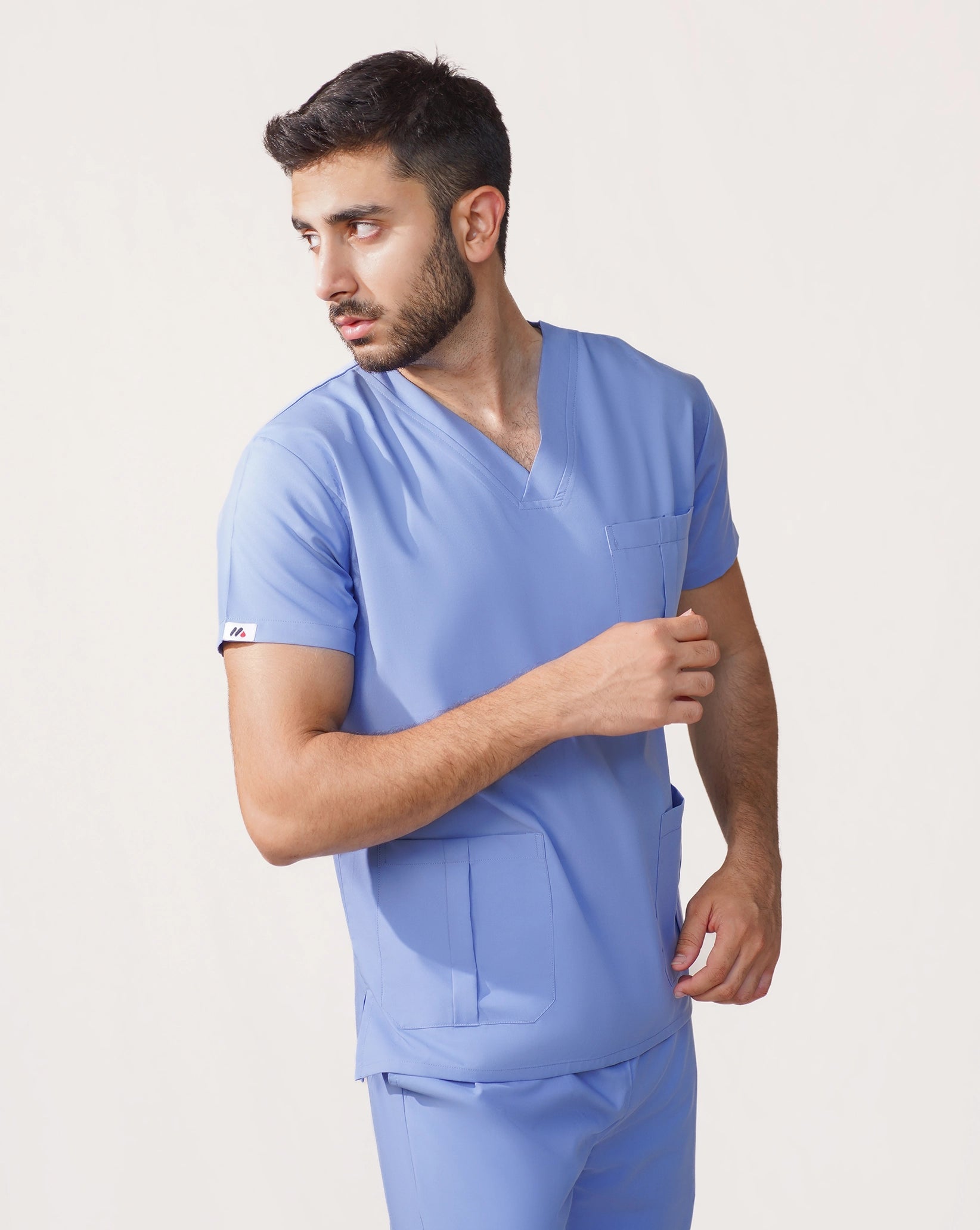 Men's Ceil Blue Medical Scrub Set – Professional Healthcare Uniform Suit
