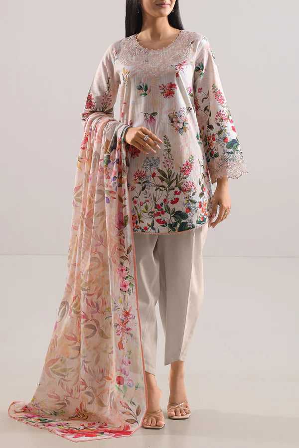 Peach Whisper – Unstitched Cotton Tencel 3 Piece