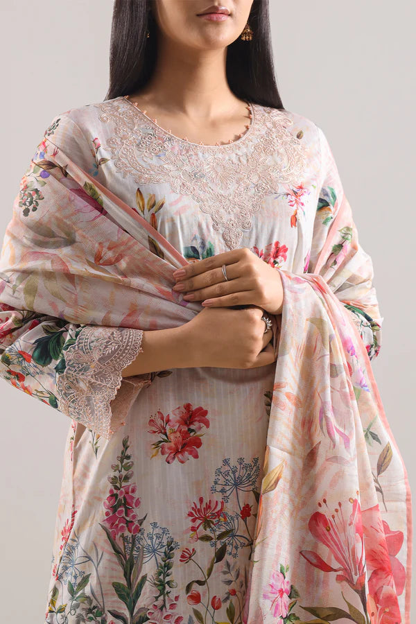 Peach Whisper – Unstitched Cotton Tencel 3 Piece