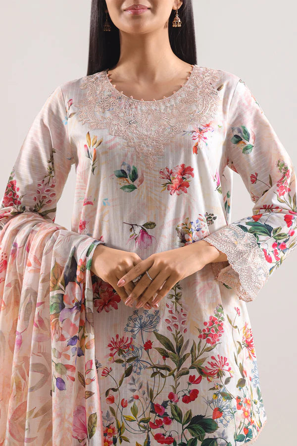 Peach Whisper – Unstitched Cotton Tencel 3 Piece