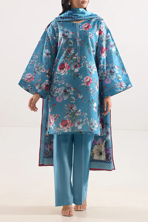 Winter Breeze – Turquoise Blue Cotton Khaddar 3 Piece