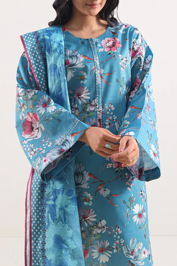 Winter Breeze – Turquoise Blue Cotton Khaddar 3 Piece