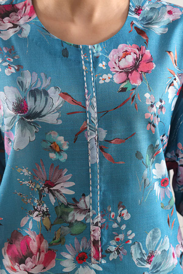 Winter Breeze – Turquoise Blue Cotton Khaddar 3 Piece