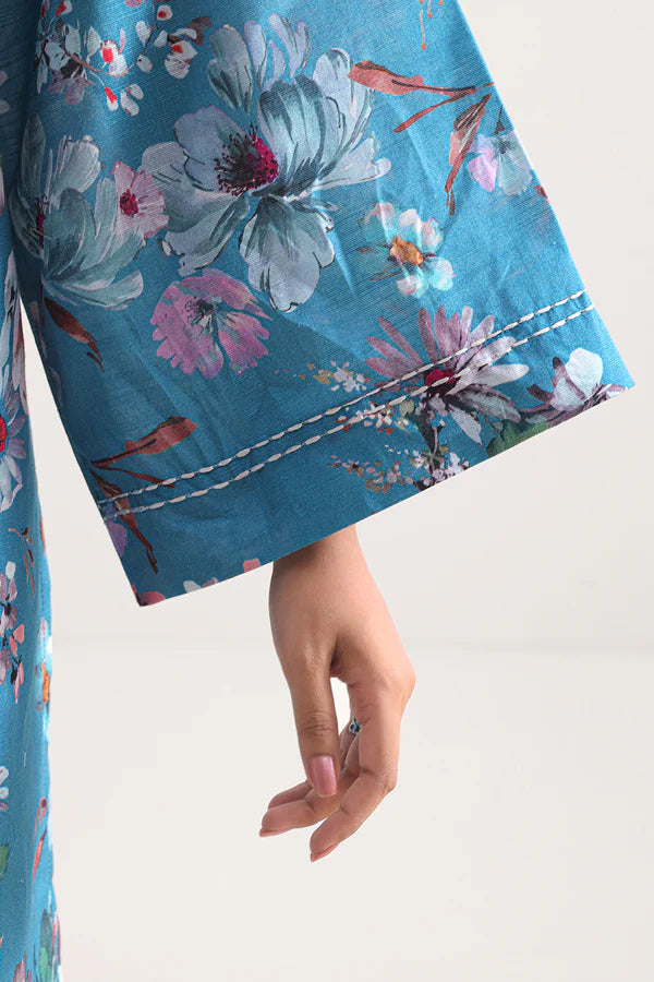 Winter Breeze – Turquoise Blue Cotton Khaddar 3 Piece