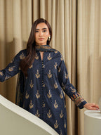 Ocean Whisper – Blue Printed Lawn 3 Piece: