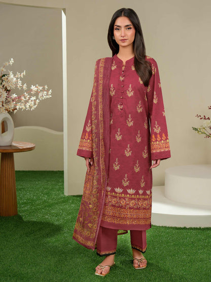 Crimson Charm – Red Printed Lawn 3 Piece