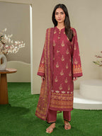 Crimson Charm – Red Printed Lawn 3 Piece