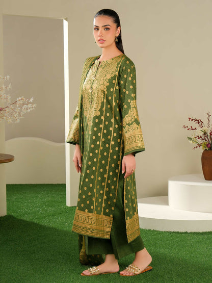 Emerald Whisper – Green Printed Lawn 3 Piece