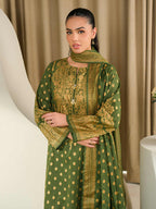 Emerald Whisper – Green Printed Lawn 3 Piece