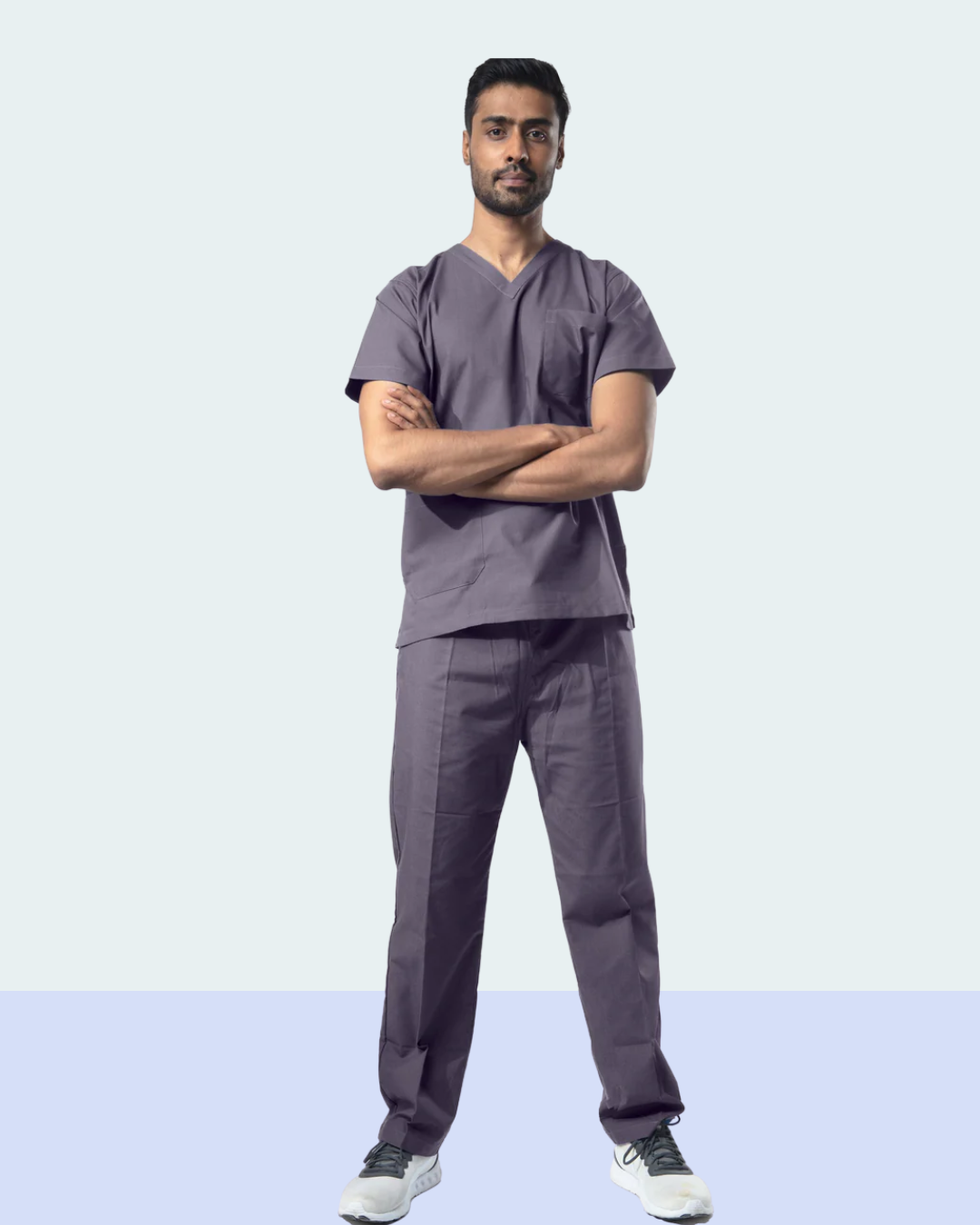 Men’s Grey Medical Scrub Set – Professional Healthcare Uniform Suit