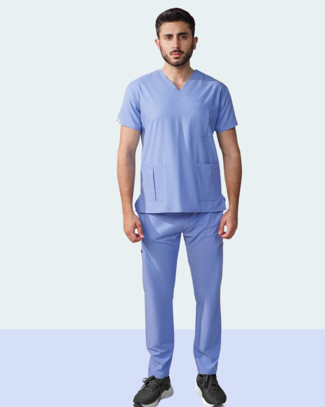 Men's Ceil Blue Medical Scrub Set – Professional Healthcare Uniform Suit