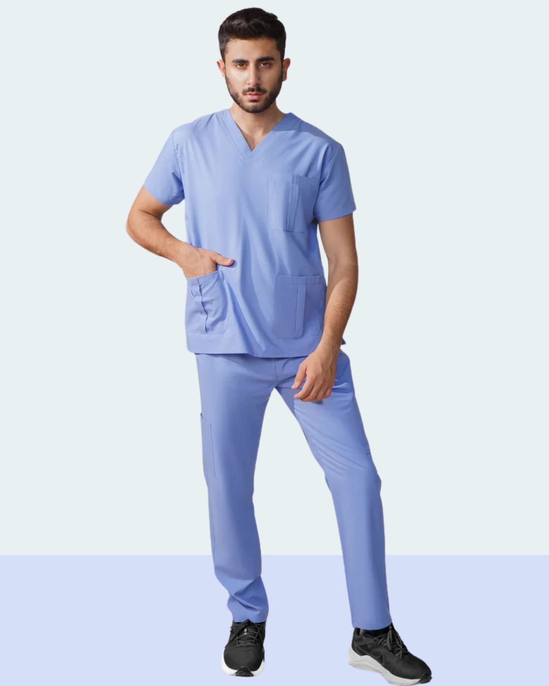 Men's Ceil Blue Medical Scrub Set – Professional Healthcare Uniform Suit