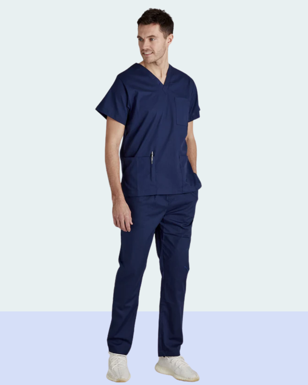 Men's Navy Blue Medical Scrub Set -  Professional Healthcare Uniform Suit