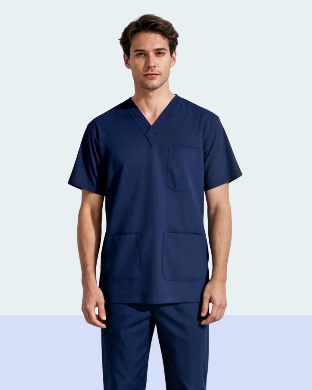 Men's Navy Blue Medical Scrub Set -  Professional Healthcare Uniform Suit